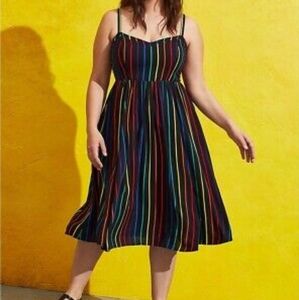 Torrid Celebrate Love midi black dress rainbow stripe 3 3X